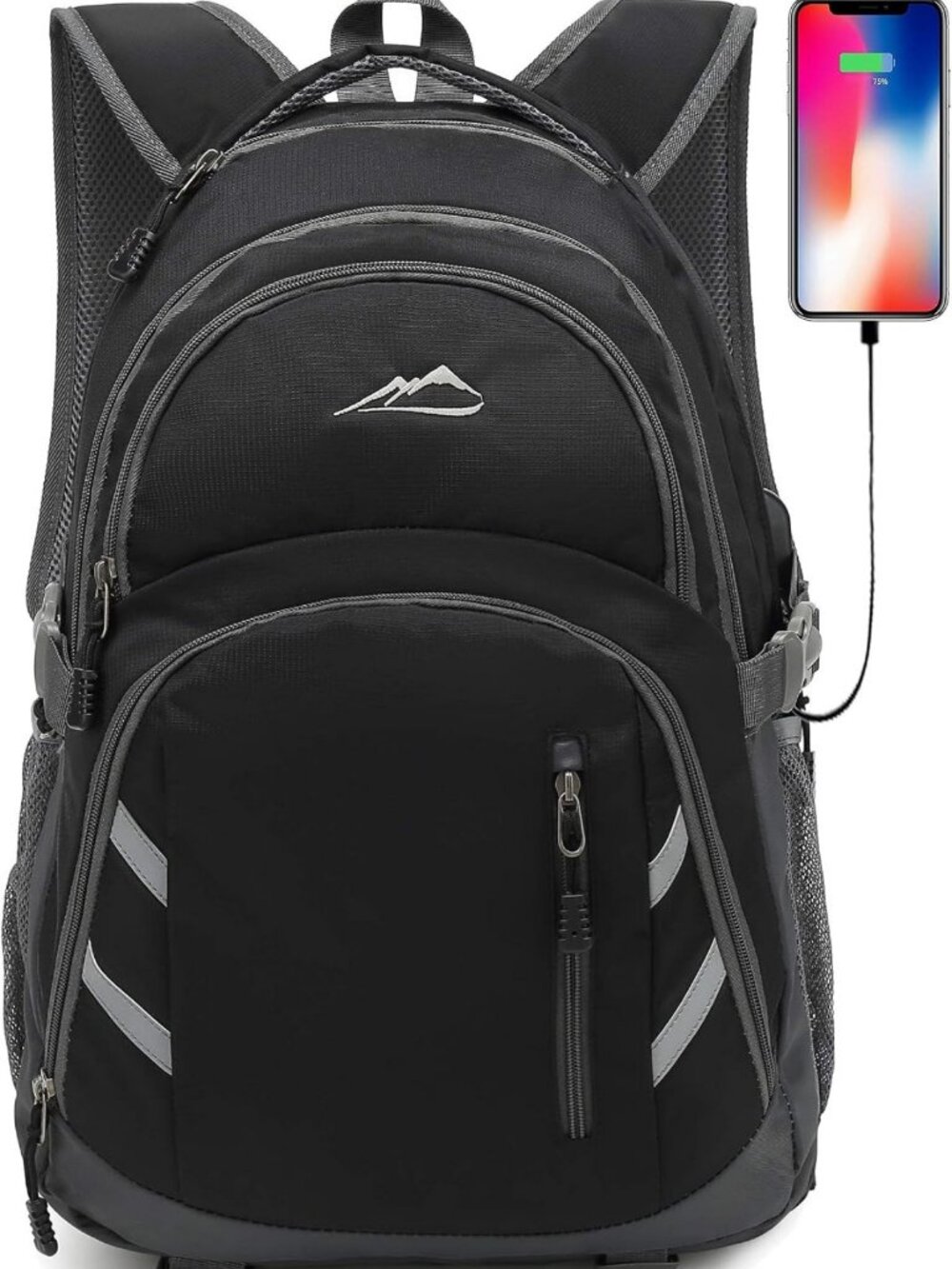 Stylish College Laptop Backpack with USB Charging, Anti-Theft, Fits 15.6